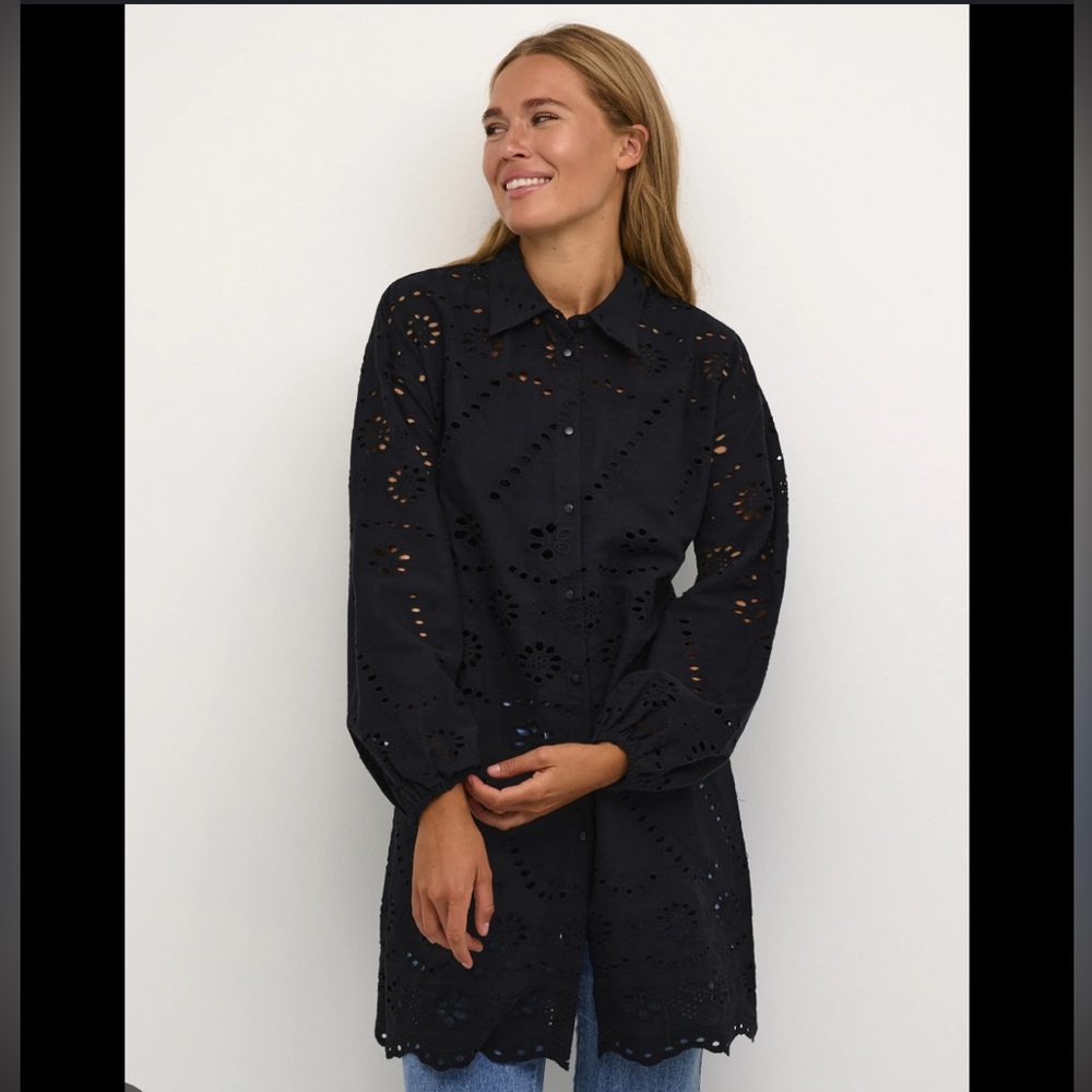 Kaffe Black Cut-Out Blouse